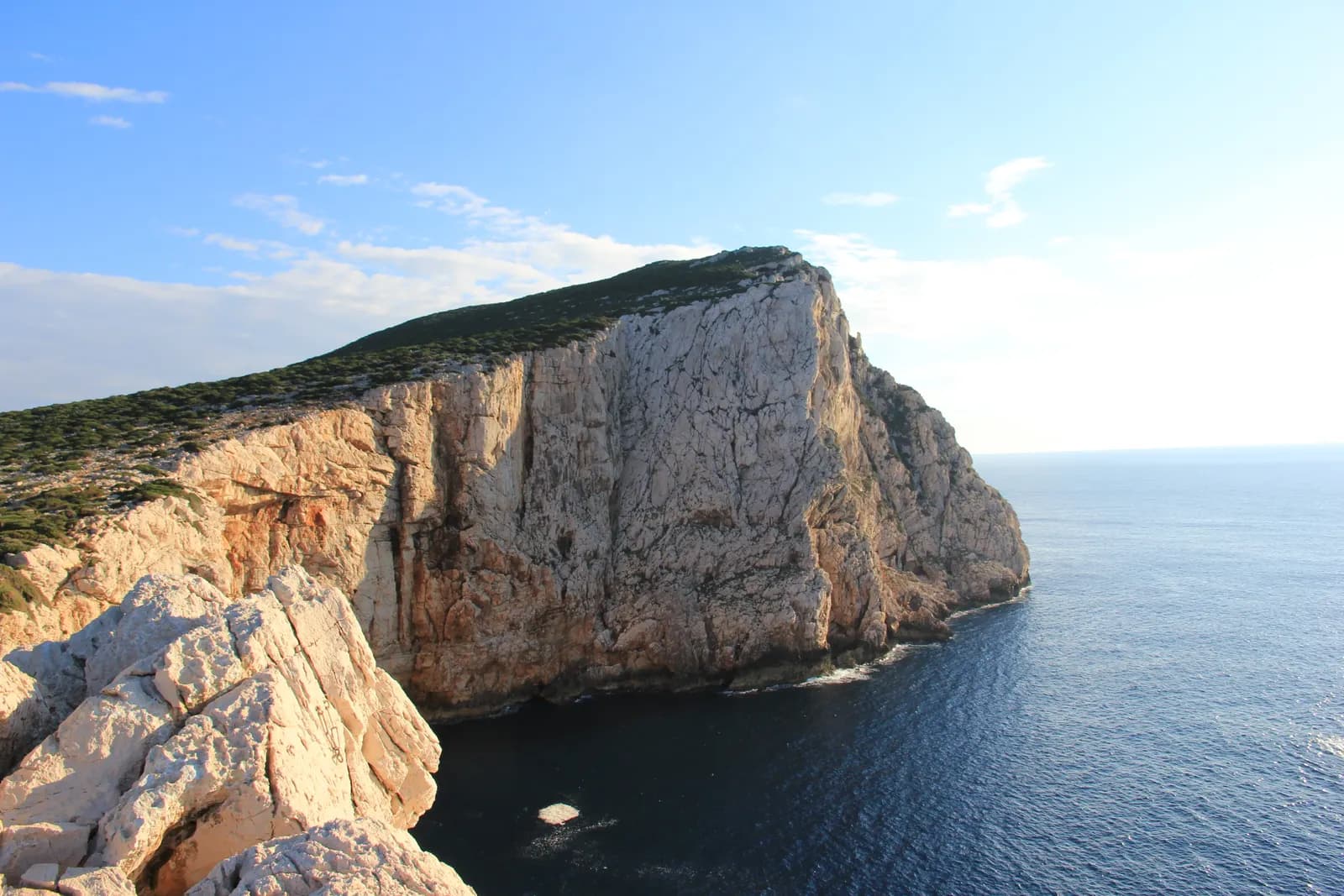 The white limestone cliff of Capo Caccia dropping into the sea west of Alghero